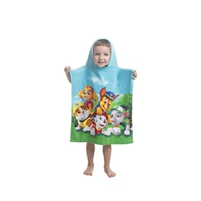 Image de Jerry Fabrics Serviette de Bain Poncho à Capuche Paw Patrol pour Enfant en Coton, Multicolore, Taille 50 x 115 cm