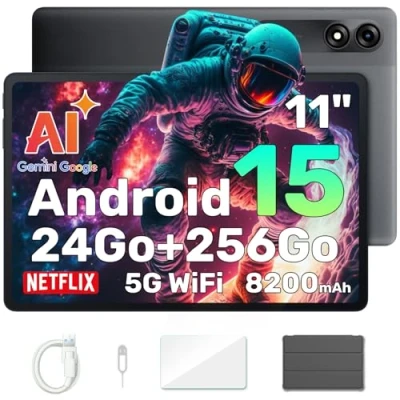 Image de Blackview Tablette 11 Pouces Android 15 Gemini AI, 24Go RAM + 256Go ROM (2TB TF)/8200 mAh/1920 * 1200 FHD IPS Widevide L1/PC Mode/Face ID/Octa Core Tactile avec étui