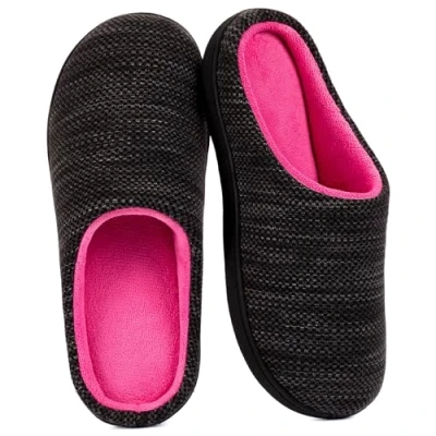 Image de RockDove Birdseye Chaussons en mousse à mémoire de forme pour femme, Noir/fuchsia, 42/43 EU