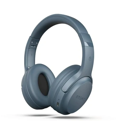 Image de RYGHT TEMPO Casque sans fil Son stéréo clair, 20H d’autonomie Pliable, léger, commande contrôle musique, volume, répondre aux appels, activer assistant vocal, oreillettes rembourrés Bleu