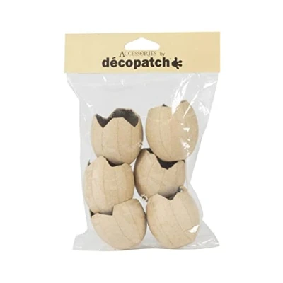 Image de Décopatch AC897C Lot de 6 œufs cassés 5x5x5,3 cm en Papier mâché Brun Waterproof