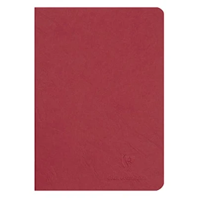 Image de Clairefontaine 733102C Collection Age Bag Un Carnet Agrafé Rouge A5 14,8x21 cm 96 Pages Unies Blanches Papier 90 g Couverture Carte Lustrée Grain Cuir