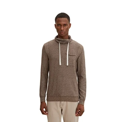 Image de TOM TAILOR Hommes Snood Pull en tricot avec poche poitrine 1033654, 30644 Brown Melange Structure, L