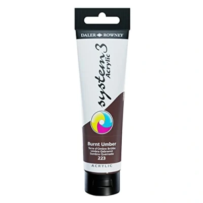 Image de Daler Rowney System 3 Tube de peinture acrylique Terre d&#039;ombre brûlée 150 ml