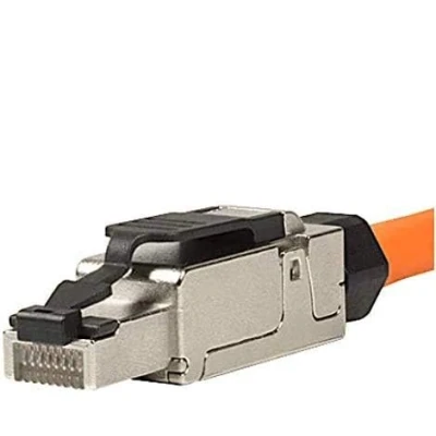 Image de Connecteur à sertir odedo 8X CAT 6A et 7 RJ45 réseau Montage sur site jusqu&#039;à 10 gigabits de Câble d&#039;installation réseau, installation sans outil avec décharge traction, CAT7