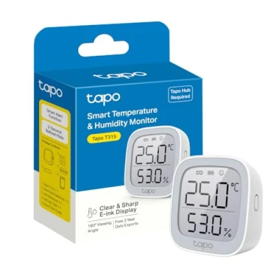 Image de Tapo thermomètre numérique et hygromètre, écran LCD, notifications en temps réel, batterie incluse, fonctionne avec Alexa Google, hub requis vendu séparément (Tapo
