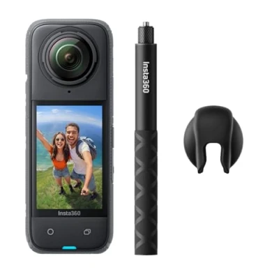 Image de Insta360 X4 Pack Luxe Caméra d&#039;action 360 8K étanche, vidéo Grand Angle 4K, Effet de Perche à Selfie Invisible, 135 Min d&#039;autonomie, édition IA, stabilisation, Carte microSD Non Incluse