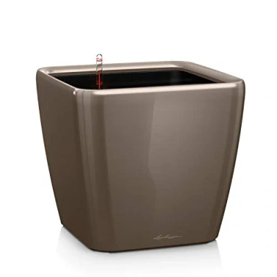 Image de Lechuza Pot de Fleurs d&#039;Interieur Premium Quadro Ls Réserve d&#039;Eau Intégrée Coloris Taupe 43 x 40 cm