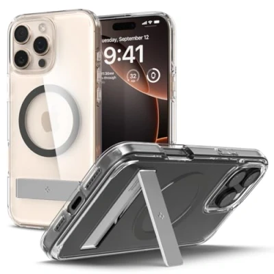 Image de Spigen Coque pour iPhone 16 Pro, Ultra Hybrid S MagFit, [Fixation Flexible] 6,3 Pouces Graphite