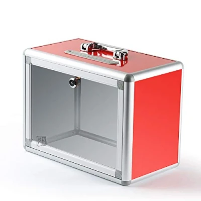 Image de Boîte à idées portable avec cadenas Élection du don d&#039;une plainte dons de collecte scrutin bureau, organisme bienfaisance et recommandée (rouge)