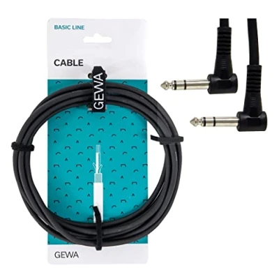 Image de Alpha Audio 190380 Basic Line Câble Patch 0,9 m 6,3 mm Jack coudé stéréo Noir
