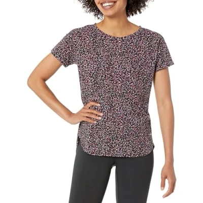 Image de Amazon Essentials T shirt Studio léger à col rond, coupe décontractée (grandes tailles disponibles) Femme, Noir Imprimé Confettis, S