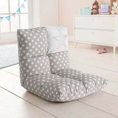 Image de howa 2 en 1 Fauteuil pour Enfant + Canapé Dossier réglable à 6 Positions Gris/Blanc 8602