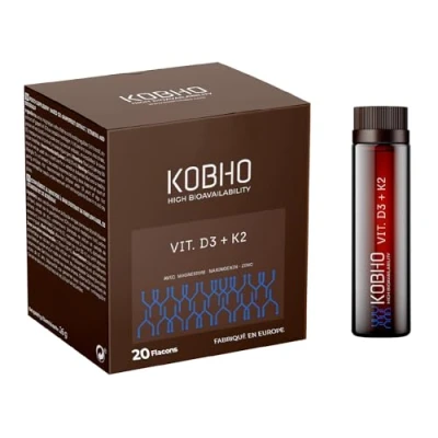Image de Vitamines D3 K2 Santé Osseuse et Système Immunitaire Calcium, Magnésium, Zinc, Vitamine Vegan, Sans Allergènes ni OGM Ampoules Pour 20 Jours Produit dans l&#039;UE