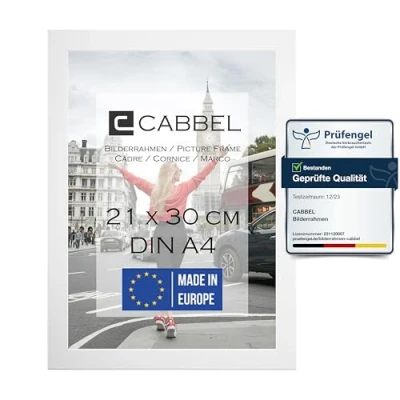 Image de CABBEL Lot de 1 cadre photo A4 21x30 en bois MDF blanc avec verre plexi incassable/moderne