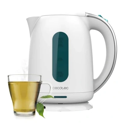 Image de Cecotec Bouilloire Electrique Thermosense 180 White. sans BPA de 1,7 L, 2200 W, avec filtre anti calcaire, base rotative à 360º et arrêt automatique pour une utilisation pratique.