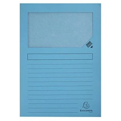 Image de Exacompta Ref. 50162E Paquet de 100 chemises à fenêtre SUPER 160g/m2 22x31cm. Bleu vif