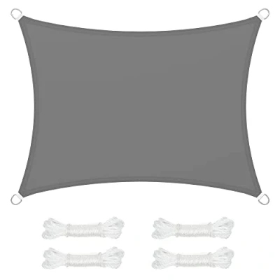 Image de SONGMICS Voile d&#039;Ombrage 3 x 4 m, Hydrofuge Colonne d’Eau de 665 mm, Polyester Anti déchirure, Protection UV 93%, Terrasse, Jardin, Balcon, Rectangulaire, Cordes 2 Gris Anthracite GSH34GYV1