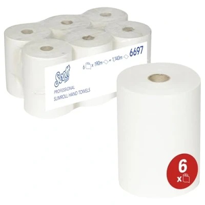 Image de Scott Essuie mains roulés Slimroll 6697 6 x rouleaux de 190 m (1 140 au total)