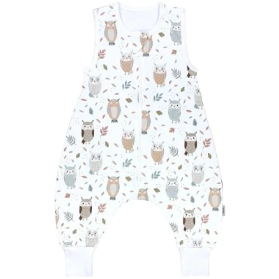 Image de TupTam Gigoteuse à Pied Turbulette Bébé Été Légère 0.5 TOG, Coton OEKO TEX, Chouette beige bleu pastel, 116 122