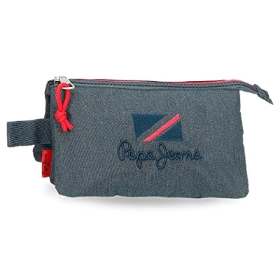 Image de Pepe Jeans Kay Triple Trousse à Crayons Bleu 22x12x5 cms Polyester