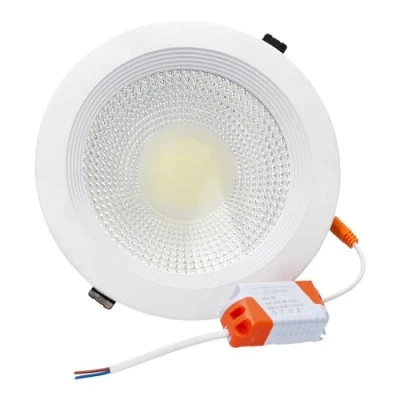 Image de JANDEI Spot Encastré LED COB 20W, Etanche à Cadre Rond en Aluminium Blanc, 190x50mm (trou d&#039;encastrement 170mm), 1800 Lumen. IP44 pour salle de bain, cuisine 1 unité (Lumière Froide 6000K)