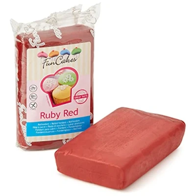 Image de FunCakes Pâte à Sucre Ruby Red Facile Utiliser Lisse Flexible Doux Parfait pour Décoration de Gâteaux Halal Casher sans Gluten 270 g