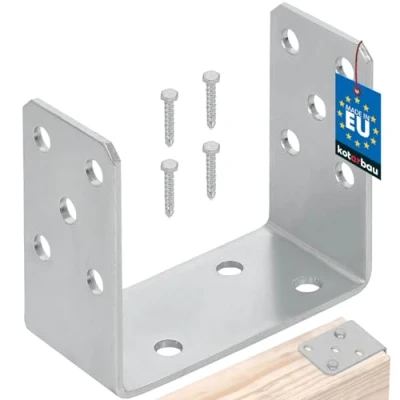 Image de KOTARBAU® Base de Poteau U à Visser 120 mm Argent Galvanisé Chaud La Solution Excellente pour Relier Différents Éléments
