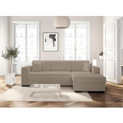 Image de Canapé d&#039;angle FUJI XL convertible avec coffre en tissu bouclette Angle droit Taupe