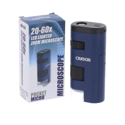 Image de Carson PocketMicro microscope de poche, grossissement 20 60x, avec fonction éclairage par LED et un système lentilles asphériques (MM 450)