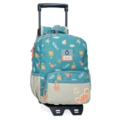 Image de Enso Mr Crab Sac à Dos préscolaire avec Chariot Bleu 23 x 28 10 cm Polyester 6,44 L, Bleu,