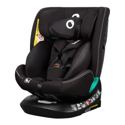 Image de Siège auto évolutif LIONELO Bastiaan One i Size Base pivotante 360 40 150 cm 0 36 kg ISOFIX Groupe 0+/1/2/3 Noir