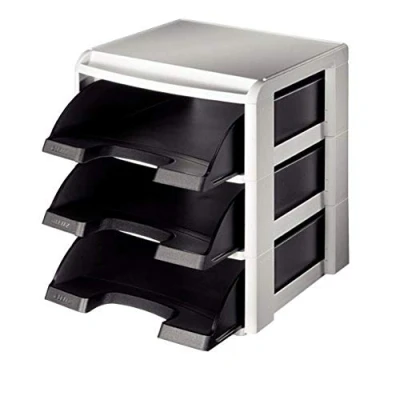 Image de Leitz Étagère pour Corbeilles à Courrier A4, Noir, Plus, 53270095