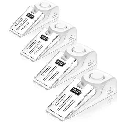 Image de Arrêts de Portes, Cale Porte Sol sans Fil Wedge 120 dB Sirène Cambrioleur Système d&#039;alarme pour Hôtel Sécurité Maison Travel Lot 4 Blanc