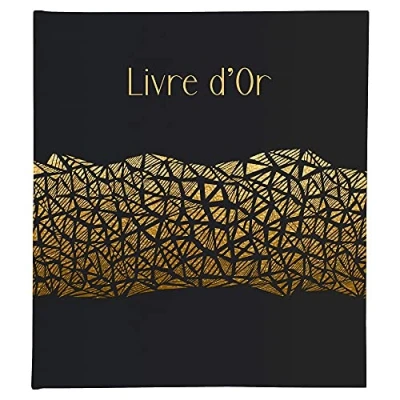 Image de Exacompta Réf. 47981E Livre d&#039;or ARAMY 100 pages tranche or unies blanches format 27 x 22 cm couverture imprimée motif feuilles de palmier marquage rosé