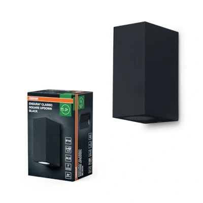 Image de OSRAM Applique d&#039;extérieur ENDURA Classic Square Updown, noir, culot GU10 (max 35W), peut être équipée d&#039;une lampe normale ou intelligente, types down up/down, protection IP44