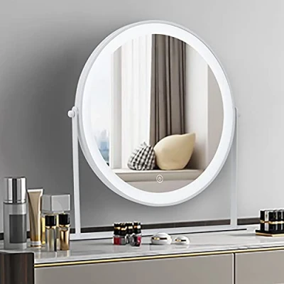 Image de LED Rond Miroir de Maquillage pour Coiffeuse, Table Lumineux Illumination avec Commande par Effleurement et 3 Niveaux Luminosité Chargement USB/Pile AAA 25.5CM