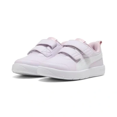 Image de Puma Courtflex V3 Unisex Chaussures de running sur route pour enfants, Taille: 34.5, Lilac frost/white/rose mauve Imitation cuir/textile