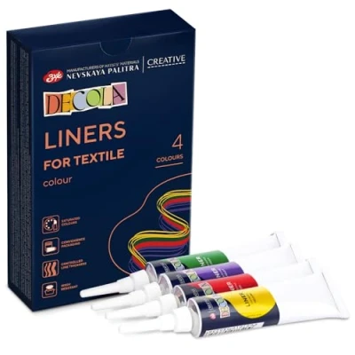 Image de Decola — Peinture Textile Classique 4 X 18ml Teinture À Haute Teneur En Pigments Rouge, Violet, Vert Et Jaune Fabriqué Par Nevskaya Palitra