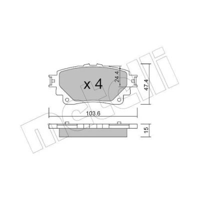 Image de METELLI 22 1290 0 Jeu de plaquettes frein contact signal d&#039;usure exclu TOYOTA: Corolla XII Break, 3/5 portes, Berline