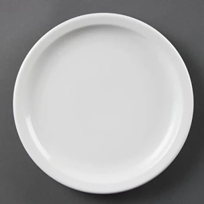 Image de Olympia Assiette Whiteware à bord étroit 23 cm (lot de 12), blanc, porcelaine super vitrifiée, petites assiettes plates, Passe au four, micro ondes, lave vaisselle, Certifié BS4034, CB489