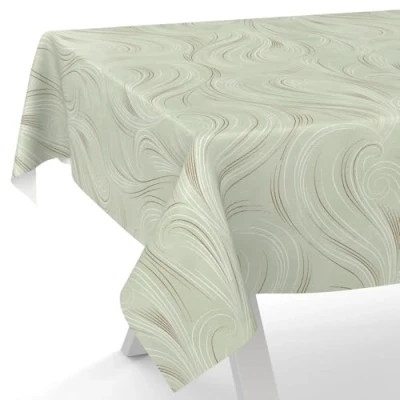 Image de ANRO Nappe en toile cirée, lavable, pour table de jardin, motif abstrait, vert, 220 x 140 cm, bord coupé