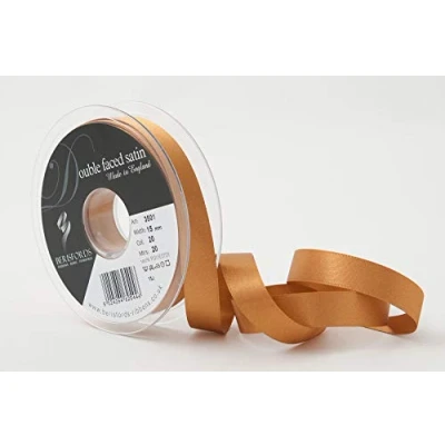 Image de Berisfords Ruban Double Face en polysatin Doré Vieilli 15 mm