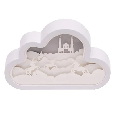 Image de CIM 3D Papercut Lightbox CLOUD Fantasy 20 x 4 13cm Light Box Accessoire d&#039;intérieur Lampe de sculpture en papier Veilleuse Décoration unique pour rebords fenêtre et étagères