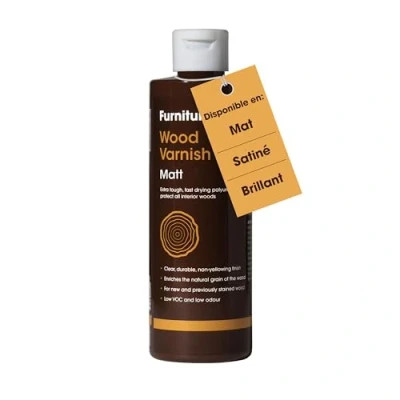 Image de Vernis Bois Intérieur Ultra Résistant (500ml, Rendu Matt) à Séchage Rapide et en Phase Aqueuse, Protège les Meubles Dur Tendre, Portes etc. Contre Chocs, Rayures &amp; Taches