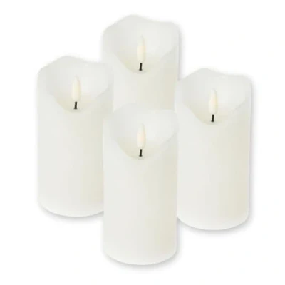 Image de ToCi Lot de 4 Bougies LED blanches Diamètre : 7 x 12,5 cm Avec mèche noire et minuterie sans flamme en cire véritable l&#039;Avent