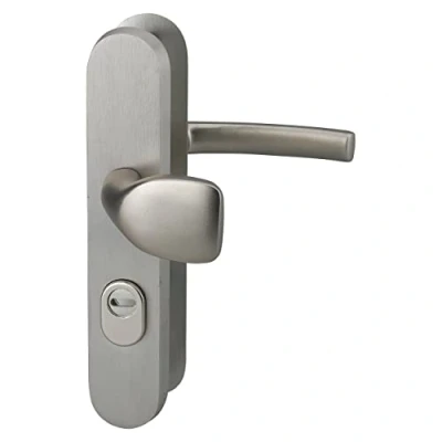 Image de THIRARD Ensemble de poignées sécurité palière pour porte d&#039;entrée, béquille et aileron, entr&#039;axes 216mm, anodisé inox