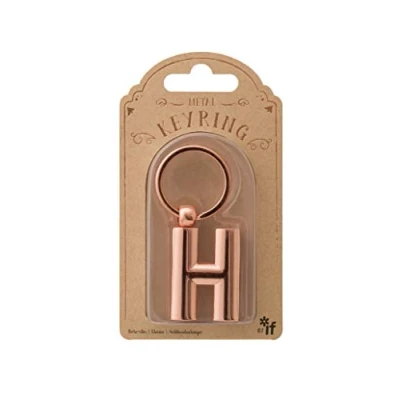 Image de IF Porte clés en métal avec lettres de l&#039;alphabet personnalisables Or rose H