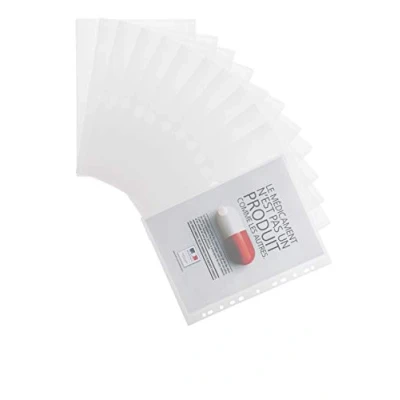 Image de Tarifold 510230 Pack 12 Pochettes plastiques perforées A4 enveloppe Fermeture scratch Green Line Polypropylène Recyclable, Transparent