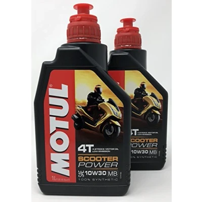 Image de Motul Huile 4 Temps Moto Scooter Power 4T 10 W 30 MB, 2 l (2 x 1 Lt)